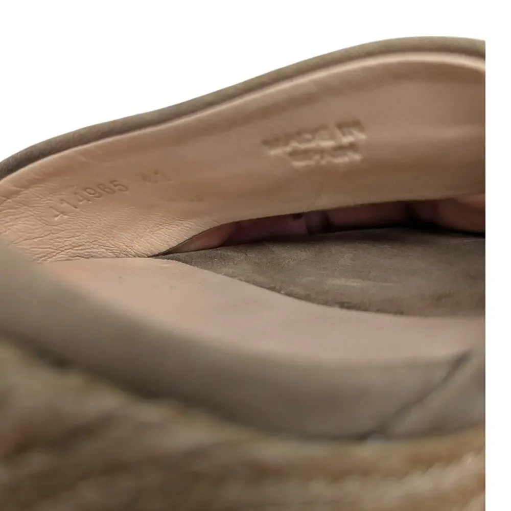 Gucci Horsebit Wedge Espadrille Platform Sandal Neutral Suede Raffia 41 | 10.5